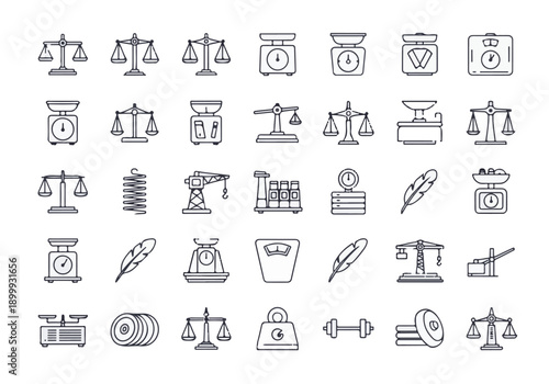 Gym Fitness Equipment Icons Set Vector Illustration