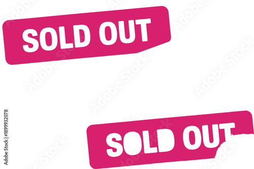Bright pink sign displaying the words sold out in bold white letters