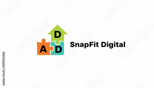 Minimalist Positive Illustration of a digital marketing company logo with puzzle pieces vector illustration