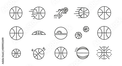Various Simple Line Drawings of Balls and Spheres.