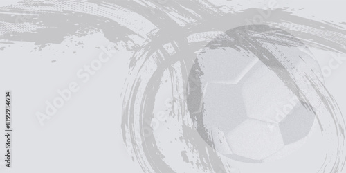 Football themed background in gray tones with abstract meshes and curves, with sport symbols such as a football player and ball