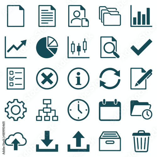 Vector Icons for Business, Technology, and Data Management