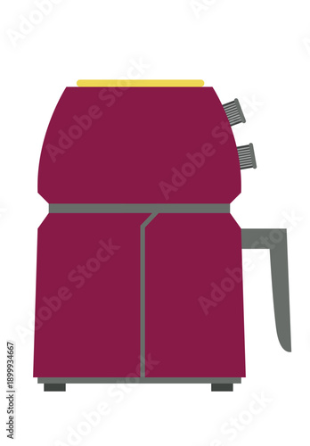 Digital Air Fryer Appliance Cartoon Art. Editable Clip Art Illustration.