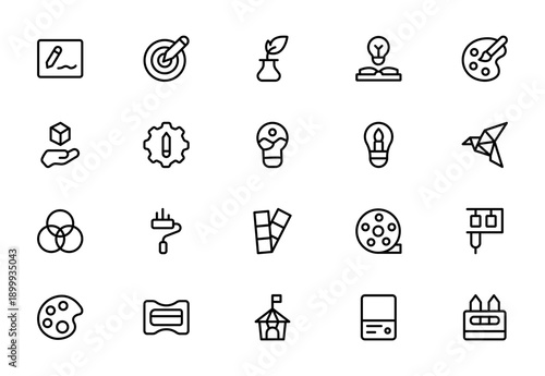 Visual Arts Design Line Icon Pack – Professional Modern Minimalist Outline Icons Collection for Creative Industry and Artistic Digital Projects, Clean Vector Illustration