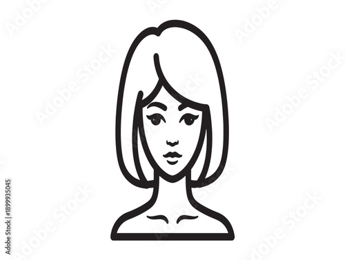 Minimalist line art portrait of a woman with short hair