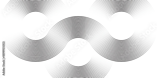 Circle lines abstract vector background. Minimal geometric circular dark blue pattern. Technology design concept. Modern shiny rounded lines banner