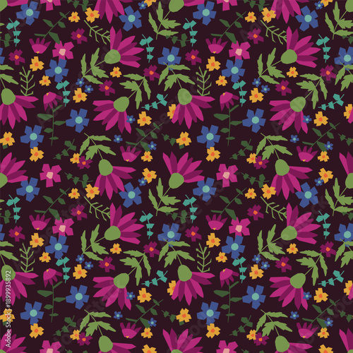 Flowers made from paper pieces. Children's hand-drawn art collages. Paper and banner design.