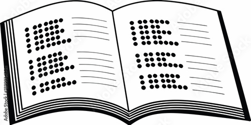 An open book displaying braille text on both pages