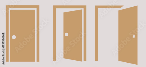 Open Doors: A Sequence of Doors in Various Open Positions, Brown and Beige Tones