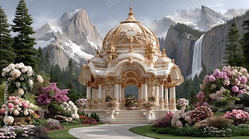 Elegant palace gazebo landscape high resolution photo
