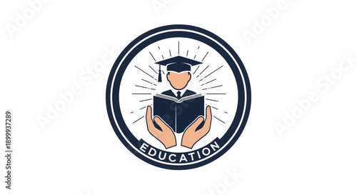 Graduation Cap and Book Education Logo Design.