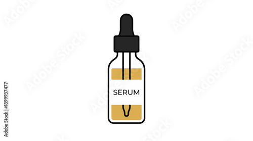 Minimalist vector illustration of cosmetic serum dropper bottle for skincare
