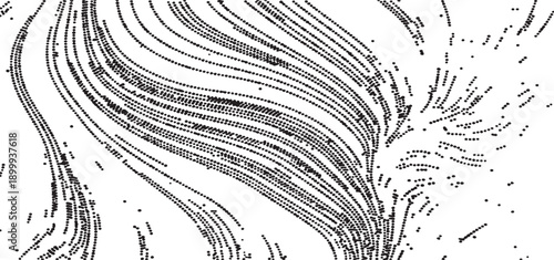 Swirled and curled stripes and brush strokes texture. Marble or acrylic artwork imitation. Cool and swirly background. Abstract vector illustration. Black isolated on white. EPS10