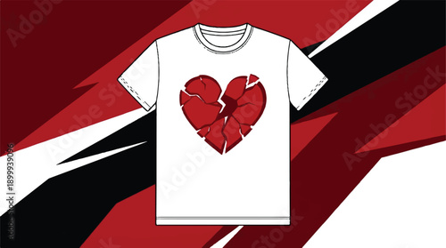 Cracked Glass Valentine Heart Graphic, Flat Vector Illustration for Dramatic Designs