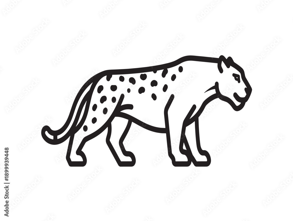 Fototapeta premium Minimalist line art cheetah illustration