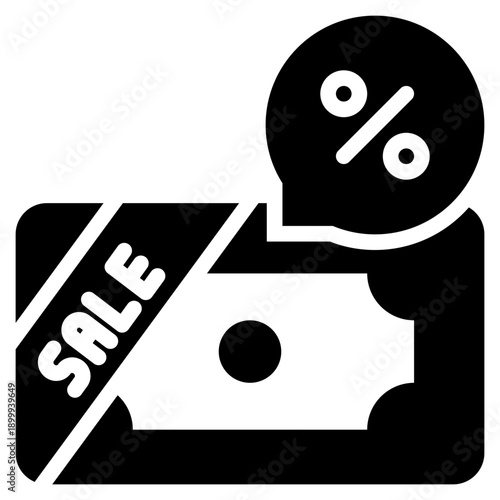 money promotion advertising discount sale solid glyph icon