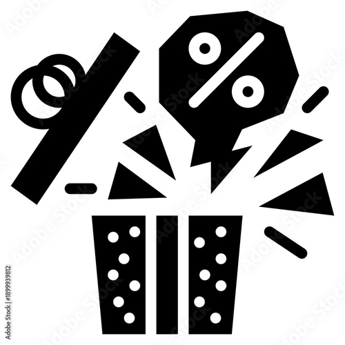 surprise shopping gift sale discount solid glyph icon