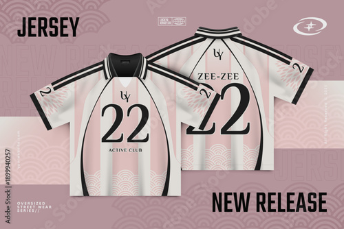 Pink custom esport jersey mockup isometric illustration