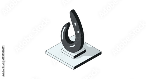 Abstract isometric sculpture on pedestal with glossy finish