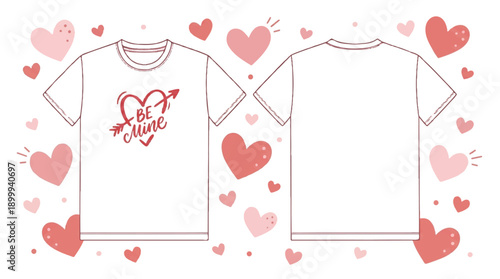 White T-Shirt Graphic, Flat Vector Illustration for Apparel Mockups and Designs