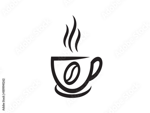 Minimalist coffee cup with steam vector illustration