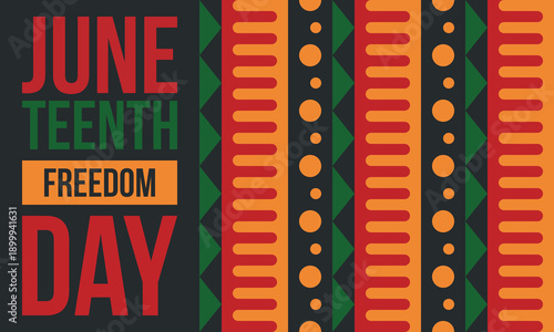 Juneteenth Independence Day. Freedom or Emancipation day. Annual american holiday, celebrated in June 19. African-American history and heritage. Poster, greeting card, banner and background. Vector