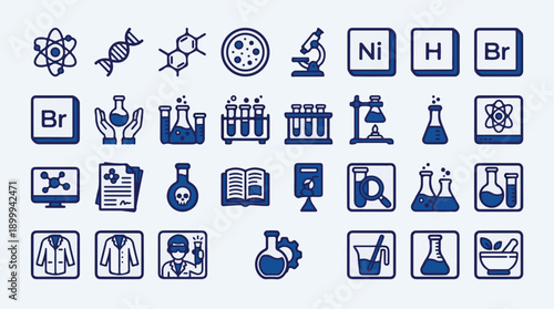 Collection of Science, Chemistry, and Laboratory Vector Icons