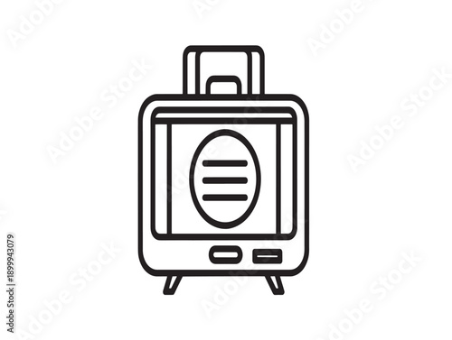Minimalist television set with suitcase icon
