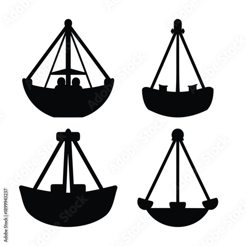 Swing boat ride silhouettes: a collection of carnival attraction icons