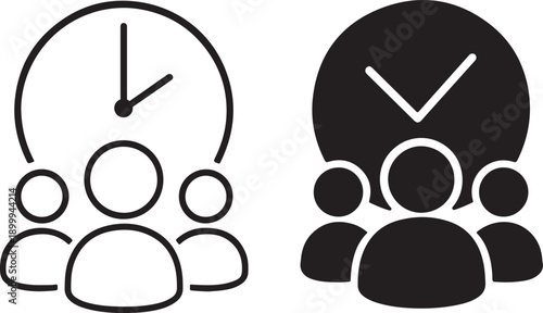 Team Time Management and Workforce Scheduling Vector Icon Set