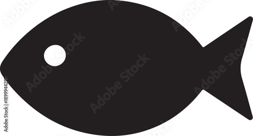 Minimalist Fish Silhouette Vector Icon Black Aquatic Symbol