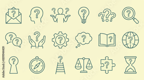 Question mark icons set. Problem solving, idea, search concepts