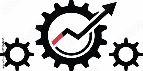 Growth within a mechanical system gears and an upward trending chart
