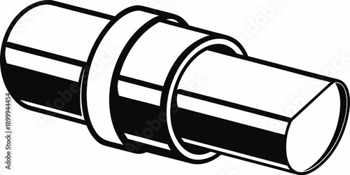 Black and white illustration of two overlapping cylindrical shapes