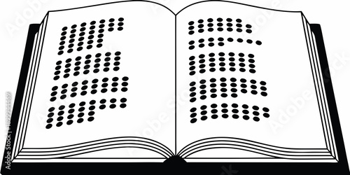 An open book displaying braille text on both pages