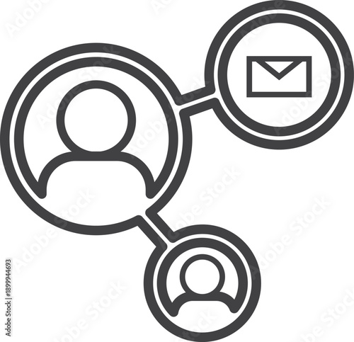 User Communication Network Icon with Email and Profile Connections