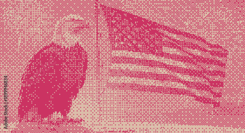 American Eagle and US Flag Pixelated Bitmap
