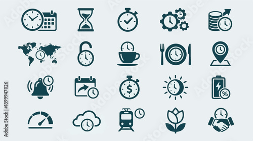 Collection of time and schedule management vector icons