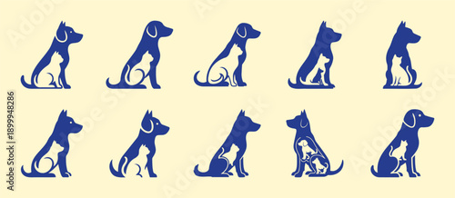 Diverse Dog and Cat Silhouettes Collection: Pet Companionship Flat Design Vector Illustration