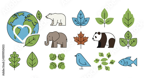 Celebrating world wildlife on a sunny day with animals and plants around the globe