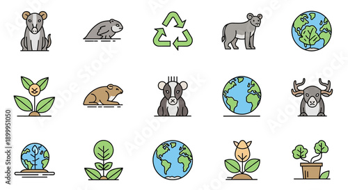 Celebrating world wildlife on a sunny day with animals and plants around the globe