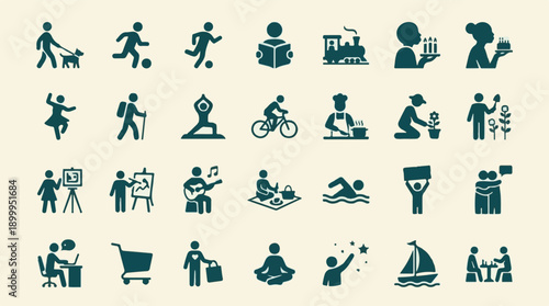 Summer beach vacation and sea elements flat icon set