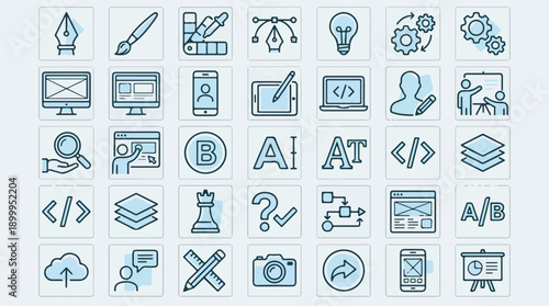 Military and Army Icons Set - Soldiers, Weapons, Vehicles, Equipment