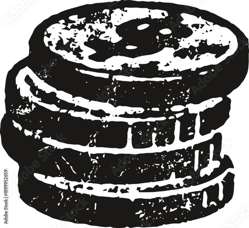 hand drawn stack of coins illustration, vintage black and white money sketch