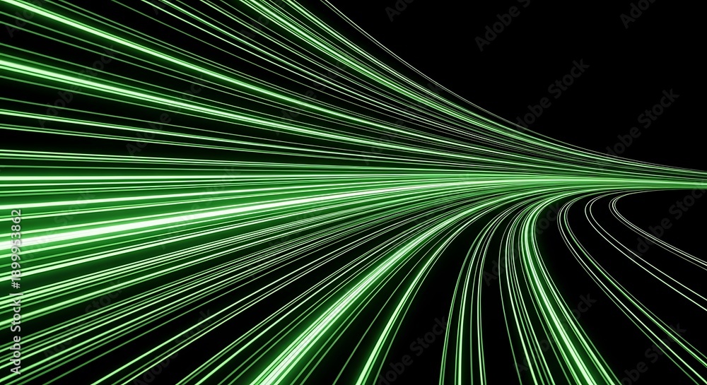 Fototapeta premium A vibrant green light streaks across a dark background in a mesmerizing display