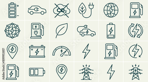 Modern Business and Office Flat Line Art Vector Icons Set