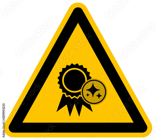 Premio de calidad y medalla de excelencia con certificación de inteligencia artificial en señal de advertencia vector