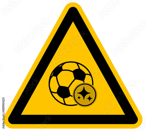 Concepto de fútbol inteligente y tecnología deportiva con inteligencia artificial en señal de advertencia vector