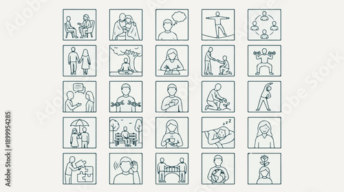 HVAC, Air Conditioner, Fan, and Ventilation System Line Icons Set