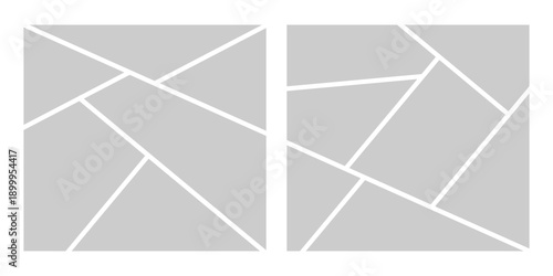 Image collage layout template. Grey mosaic mood board grid collection. Picture frame set. Photo album idea for banner, poster, comic page, flyer, brochure, booklet, memory wall design. Vector pack